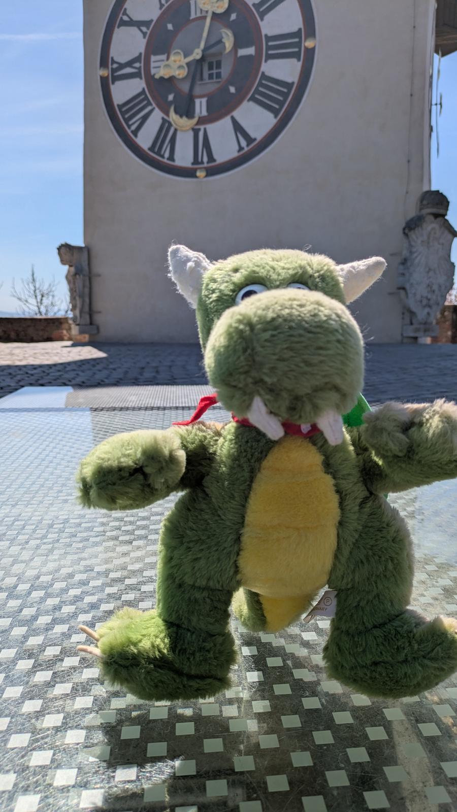 Konqi at the iconic Graz Clock Tower